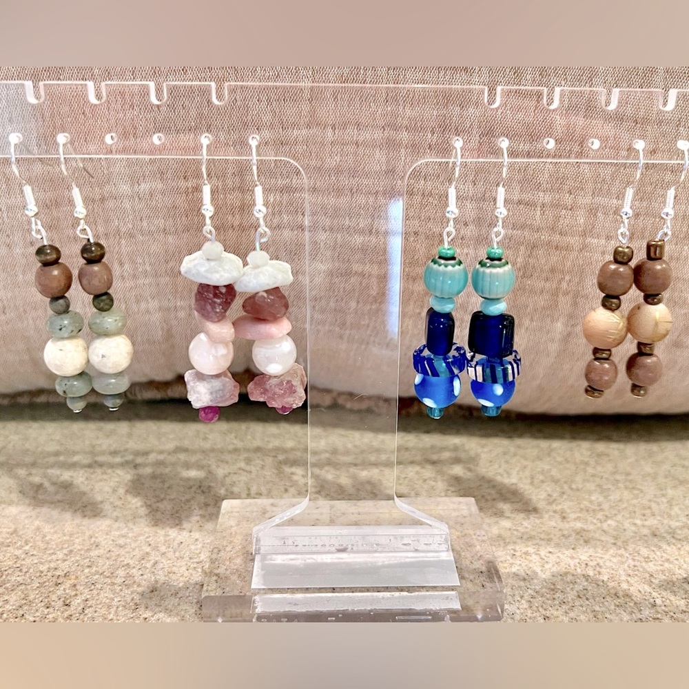 Handmade dangle stacked earrings